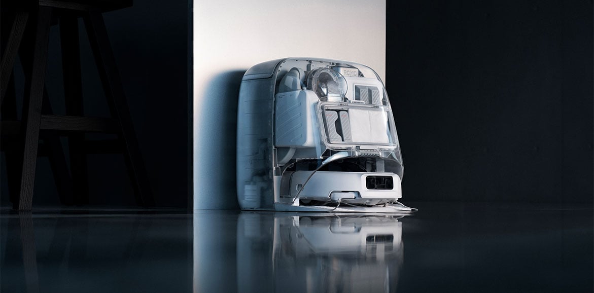 Robot sprzątający w stacji dokującej DJI ROMO P